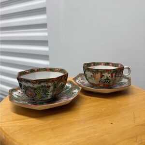 Pair of Rose Medallion Teacups
